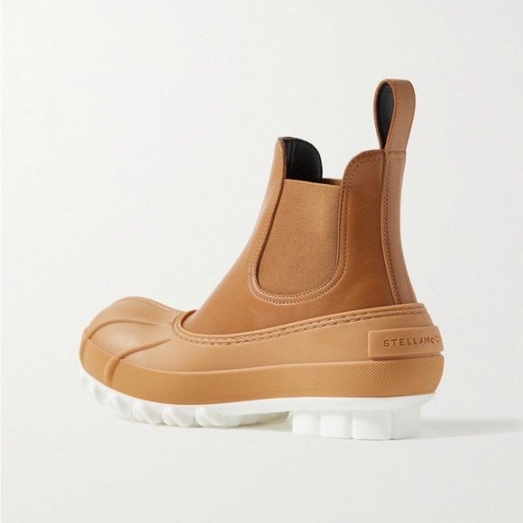 Stella McCartney Duck Rubber-Trimmed Vegetarian Leather Chelsea Boots - Picture 8 of 10